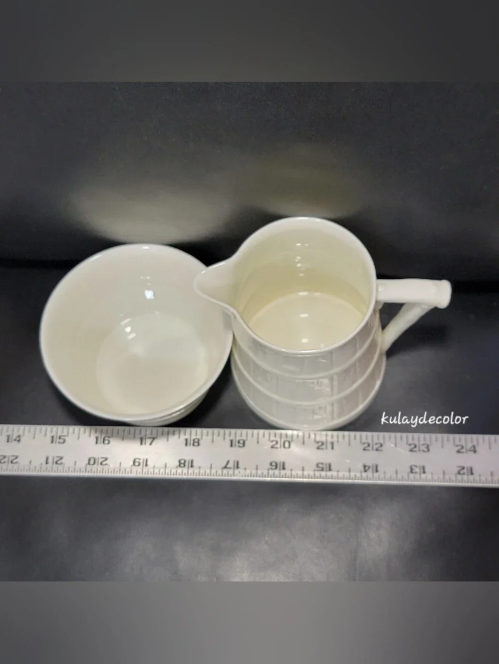 Royal Worcester Bone China Ribbed Barrel Sugar Bowl Creamer Set Made in England